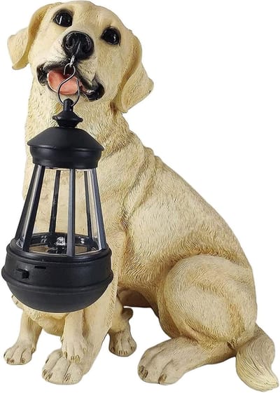 Tuinhond Beeld - Decoratie Sculptuur - Tuin Terras Gazon - Zonne-energie Verlichting - Labrador