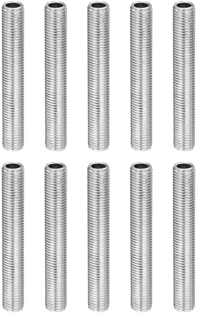 Set van 10 vervangende lampnozzles van 5.5 cm, M8 met volledige draad, gegalvaniseerd en verzinkt, ideaal voor verlichting en kabels