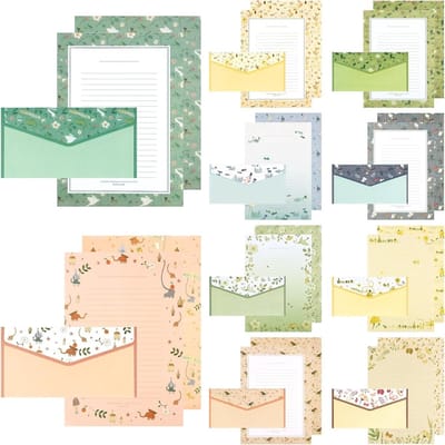 Complete set van 90 stuks briefpapier met enveloppen, 60 A5 briefpapier en 30 enveloppen, 10 bloemenstijlen, inktbestendig, ideaal voor uitnodigingen en wenskaarten