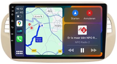 BG4U - Android navigatie radio geschikt voor Fiat 500 creme met Apple Carplay en Android Auto