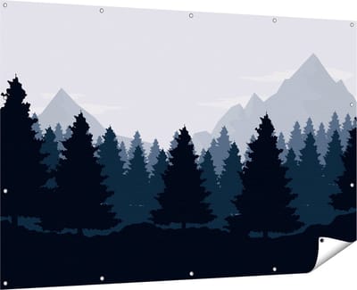 Gards Tuinposter Bos met Bomen Illustratie - Abstract - 180x120 cm - Tuindoek - Tuindecoratie - Wanddecoratie buiten - Tuinschilderij