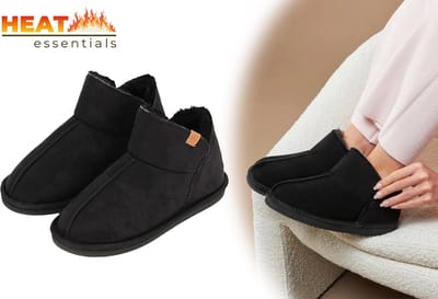 Heat Essentials - Suede Pantoffels Dames - Zwart - 37/38 - Dames Pantoffels - Sloffen Dames - Ook Als Heren Pantoffels Beschikbaar