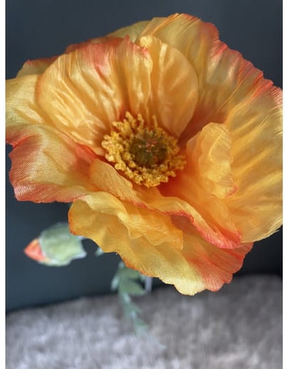 Klaproos - oranje - zijden bloemen - 3 stelen - onderhoudsvrij - 74 cm - kunstbloemen