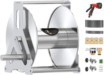Tuinslang Haspel - Slanghouder Muur - Tuin Besproeien - Aluminiumlegering - 40m slanglengte - Zilver