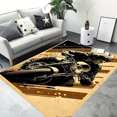 Vintage Motorfiets Print Vloermat - Antislip Dik & Gemakkelijk Te Onderhouden Voegt Stijl & Comfort Toe - voor Huisdecoratie 40x60CM