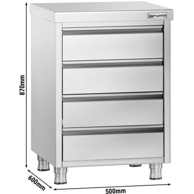 GGM Gastro Schubladenschrank PREMIUM mit 4 Schubladen - 500x600mm Zilver