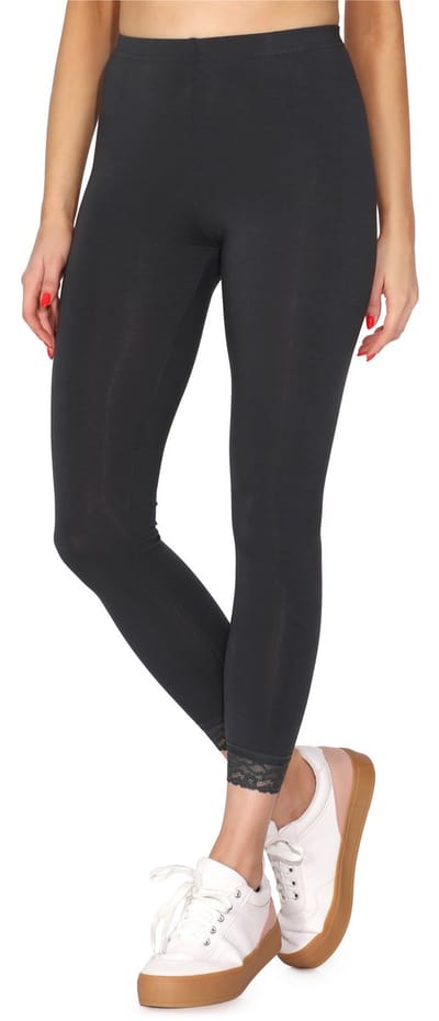 Merry Style MS-MS10-224-LE Dames Leggings met Kant - Sport - Vrijetijdsbroek - 7/8 Lengte - Viscose - Grafiet - XS