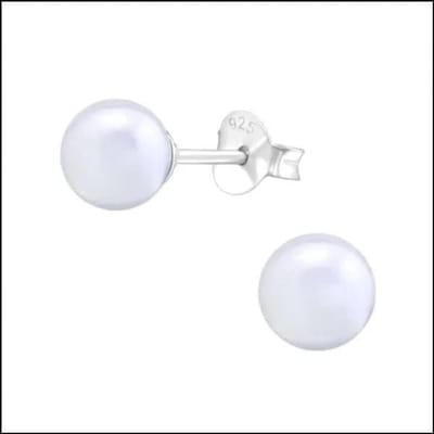 Aramat Jewels | Oorbellen | Zilveren Parel Oorbellen - Tijdloze Elegantie | 6mm / Paars Glossy | | | Zilver | Kinderen, Volwassenen | Verkleurd niet