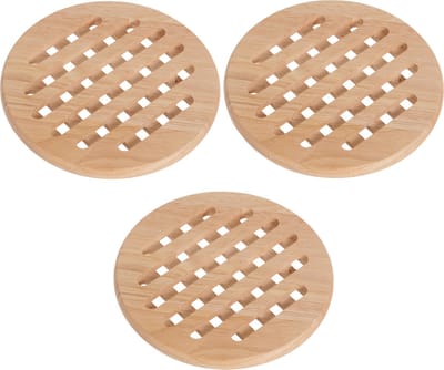 Cosy & Trendy ronde pannen onderzetters - Set van 2x stuks - hout - Dia 19 cm - 1 cm hoog - voor pannen en ovenschalen