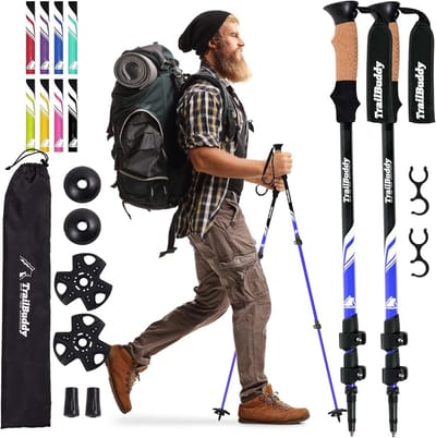 Trekkingstokken Set van 2 Lichtgewicht Verstelbare Wandelstokken voor Backpacken en Kamperen
