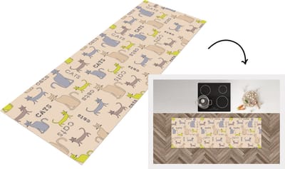 Keukenloper - Loper keuken - Patronen - Kat - Quote - 150x50 cm - Keukenloper vinyl