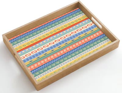 Dienblad hout 50x35 cm - Schootdienblad - Strepen - Patroon - Zomer - Borrelplank rechthoek - Plateau dienbladen