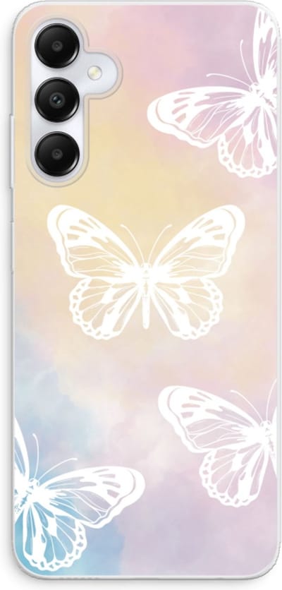 Case Company® - Hoesje geschikt voor Samsung Galaxy A05s hoesje - White butterfly - Soft Cover Telefoonhoesje - Bescherming aan alle Kanten en Schermrand