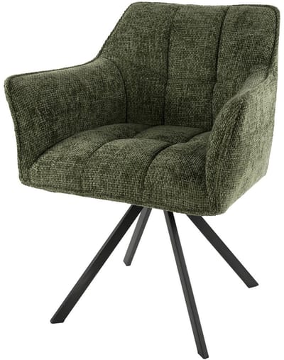 Giga Meubel Eetkamerstoel Alura - Groen - Draaibaar - Set van 2