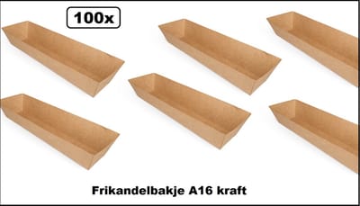 100x Frikandelbak A16 kraft - next generation – frikandel bakje snacks food take away festival thema feest