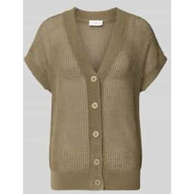 Cardigan van viscosemix met V-hals