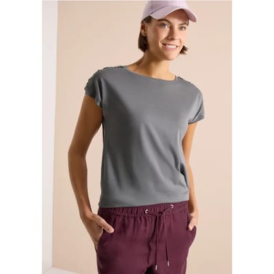 Shirt met korte mouwen en rimpels