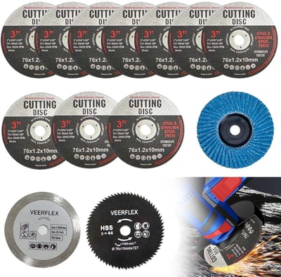 Dailygoods- Slijpschijf 76 mm - 13 Stuks - Voor Haakse Slijper - Voor Metalen/Kunststof/Hout - Maximaal Toerental 25.000 rpm - Dunne Constructie 1,2 mm - Doorslijpschijf