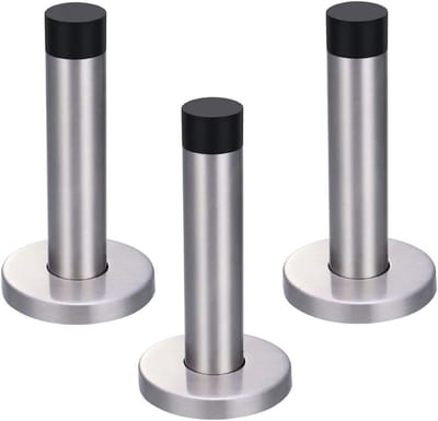 Deurstopper - 150 mm Lange Deurstop - Verpakking van 3 stuks-Wandmontage RVS 304 - Inclusief Bevestigingsmateriaal voor Hout en Beton - Moderne Deurbuffer met Rubberen Tip
