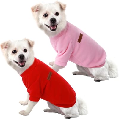 Hondenhoodie voor Kleine Honden, Warm en Lichtgewicht, Zachte Textuur, Elastisch en Gemakkelijk Aan te Trekken, Beschikbaar in Felrood en Roze (2 Stuks, 3XL)