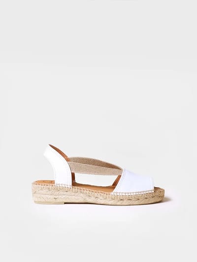 Platte leren sandaal met elastische bandjes | ETNA