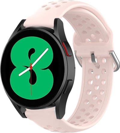 Strap-t Siliconen bandje met ventilatiegaatjes - geschikt voor Samsung Galaxy Watch 7 (40 & 44mm) / Galaxy Watch 6 (Classic) / Galaxy Watch 5 / 5 Pro / Watch 4 / 4 Classic / Watch FE - horlogebandje voor Galaxy Watch 4-5-6 alle varianten - roze
