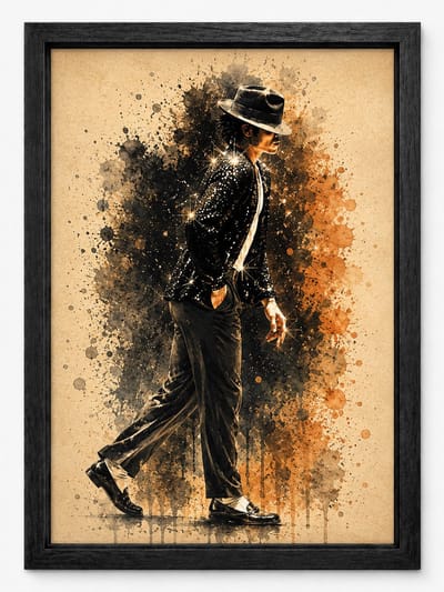 Michael Jackson Poster | Artistieke Watercolor Art Print | Inclusief Zwarte A4 Lijst