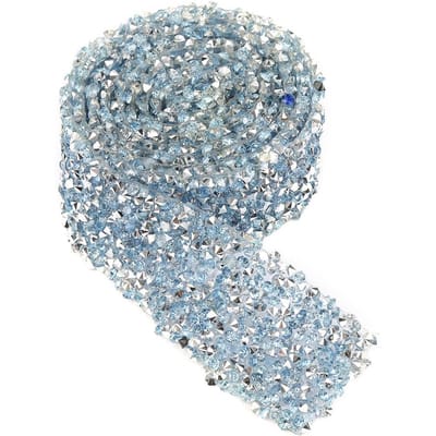 1 yard 30mm Diamant Mesh Wrap Rol Glitter Kristal Strasslint Decoratie (Lichtblauw)