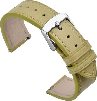 Leren Horlogeband met Snelsluiting 17 mm tot 22 mm, Vervangende Armband met Roestvrijstalen Sluiting, Duurzaam en Stijlvol voor Elke Gelegenheid