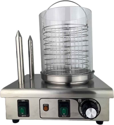HCB® - Professionele Horeca Hotdogwarmer - RVS / INOX - 230V - Hotdog machine - Worstenwarmer - 29x33x40 cm (DxBxH) - 9 kg - 9987