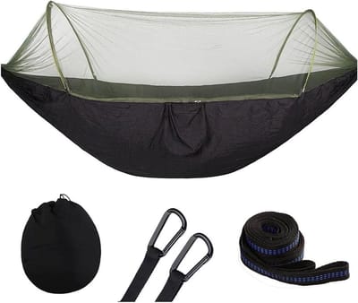 Hangstoel Schommel - Hangmat Stoel - Buiten Ontspannen - Draagbaar Lichtgewicht - 290 x 140cm - Zwart