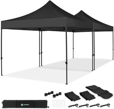 Partytent Set - Easy-up Tent - Feesten en Evenementen - Modulair Koppelbaar Ontwerp - 6x3 Meter - Zwart