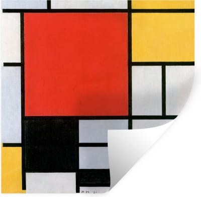 Muurstickers - Sticker Folie - Kunst - Mondriaan - Oude meesters - Compositie 2 - 100x100 cm - Plakfolie - Muurstickers Kinderkamer - Zelfklevend Behang XXL - Zelfklevend behangpapier - Stickerfolie