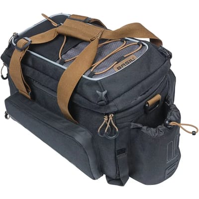 Basil Miles XL Pro Bagagedragertas 9-36L Zwart/Grijs Waterdicht Uitklapbaar Geïsoleerd Bidonvak Voor Fietsvakantie & Dagtocht