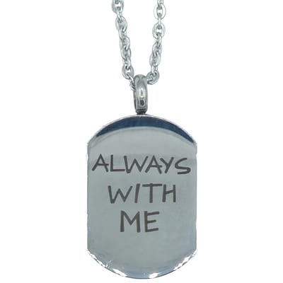 Gedenkieraad - Ketting met ashanger - Tekst "Always with me" Lengte ketting 50 cm, hanger 2.8 x 2 cm