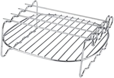 Dailygoods- Spiesjesbakplaat Dubbellaags - Grillhouder - Roestvrij Staal - Antiaanbaklaag - Vaatwasmachinebestendig - Ideaal voor Luchtfriteuse - Grillrooster