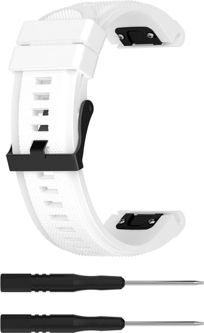 Siliconen bandje - geschikt voor Garmin Fenix 3 / 5X / 5X Plus / 6X / 6X Pro / 7X / 7X Pro / 8 (51 mm) / Quatix 3 / 6X / Tactix (7) / Enduro (2) / Descent Mk1 / Mk2(i) / Mk3i 51 mm / D2 / Delta PX / Mach 1 Pro / Epix Pro Gen 2 51 mm - wit