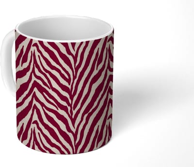 Mok - Koffiemok - Zebra - Motief - Bordeaux - Rood - Mokken - 350 ML - Beker - Koffiemokken - Theemok