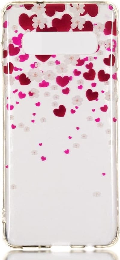 Shop4 - Samsung Galaxy S10 Hoesje - Zachte Back Case Hartjes Transparant