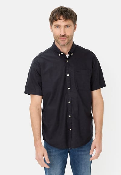 camel active Korte mouwen shirt van linnenmix - Maat menswear-XXL - Donkerblauw