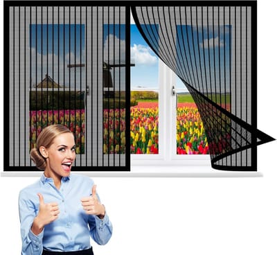 Magnetisch Vliegenhor voor Raam 115 x 130 cm Zwart - Houd Insecten Buiten