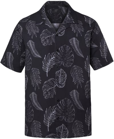 JP 1880 - Heren - JP 1880 overhemd korte mouwen Cubaanse kraag print all-over - Zwart - Maat 8XL