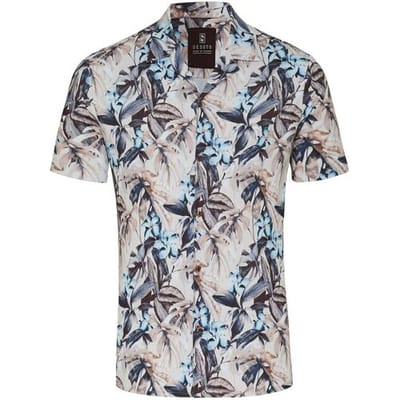 Desoto Overhemd Allover Blossoms Pattern Brown-Cyan / male