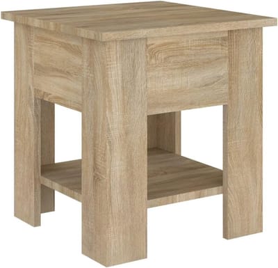 Kleine Vierkante Salontafel 40x40 cm met Opbergplank, Bijzettafel Woonkamer