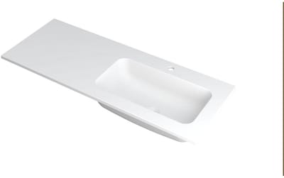 INK Faktor Wastafel Polystone Rechts met 1 Kraangat - 1200x450x15 mm - Mat Wit