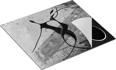 Chefcare Inductie Beschermer Abstracte Kunst - Dansend Afrikaans Paar - Zwart Wit - 60x50 cm - Afdekplaat Inductie - Kookplaat Beschermer - Inductie Mat