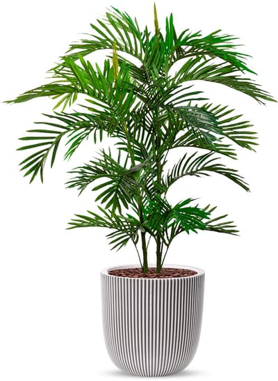 Kunstplant Arecapalm in Planter Ball groove ivoor H135 cm