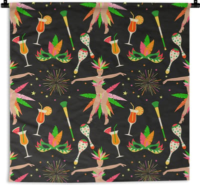 Wandkleed - Wanddoek - Brazilië - Carnaval - Patroon - 90x90 cm - Wandtapijt