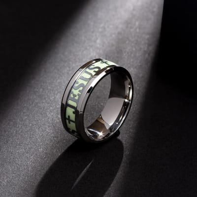 Mode Roestvrij Staal Lichtgevend Christenen Jezus Kruis Ring Voor Mannen Vrouwen Gloeiend in het Donker Titanium Fluorescerend Bruiloft Sieraden 10