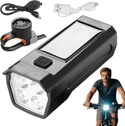 Oplaadbare Fietsverlichting met Zonne-energie - Hooghelder en Waterdicht, Perfect voor Nachtelijk Fietsen